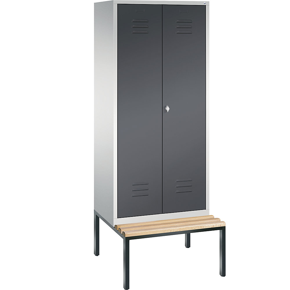 Penderie CLASSIC avec banc inférieur et portes fermant l'une contre l'autre