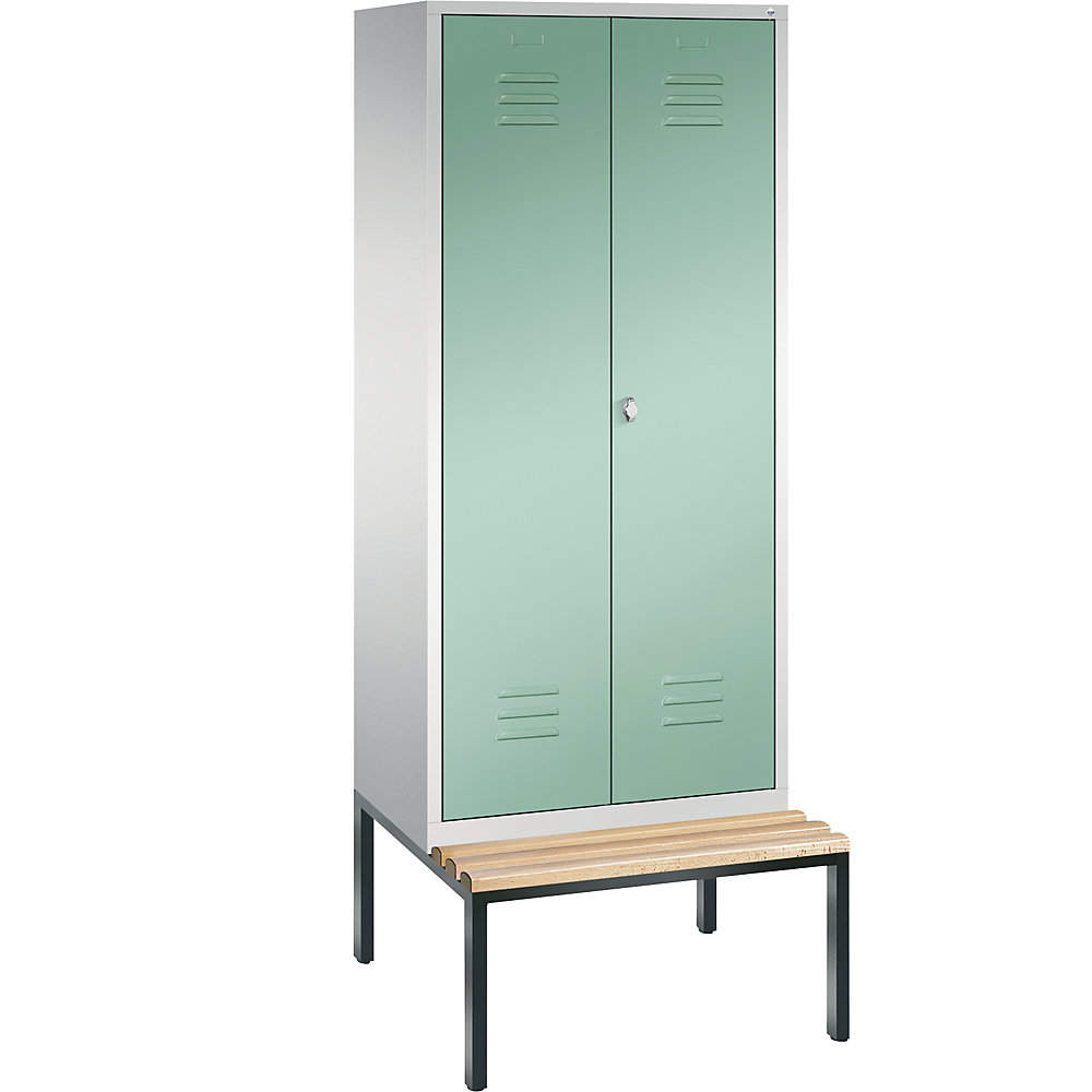 Penderie CLASSIC avec banc inférieur et portes fermant l'une contre l'autre