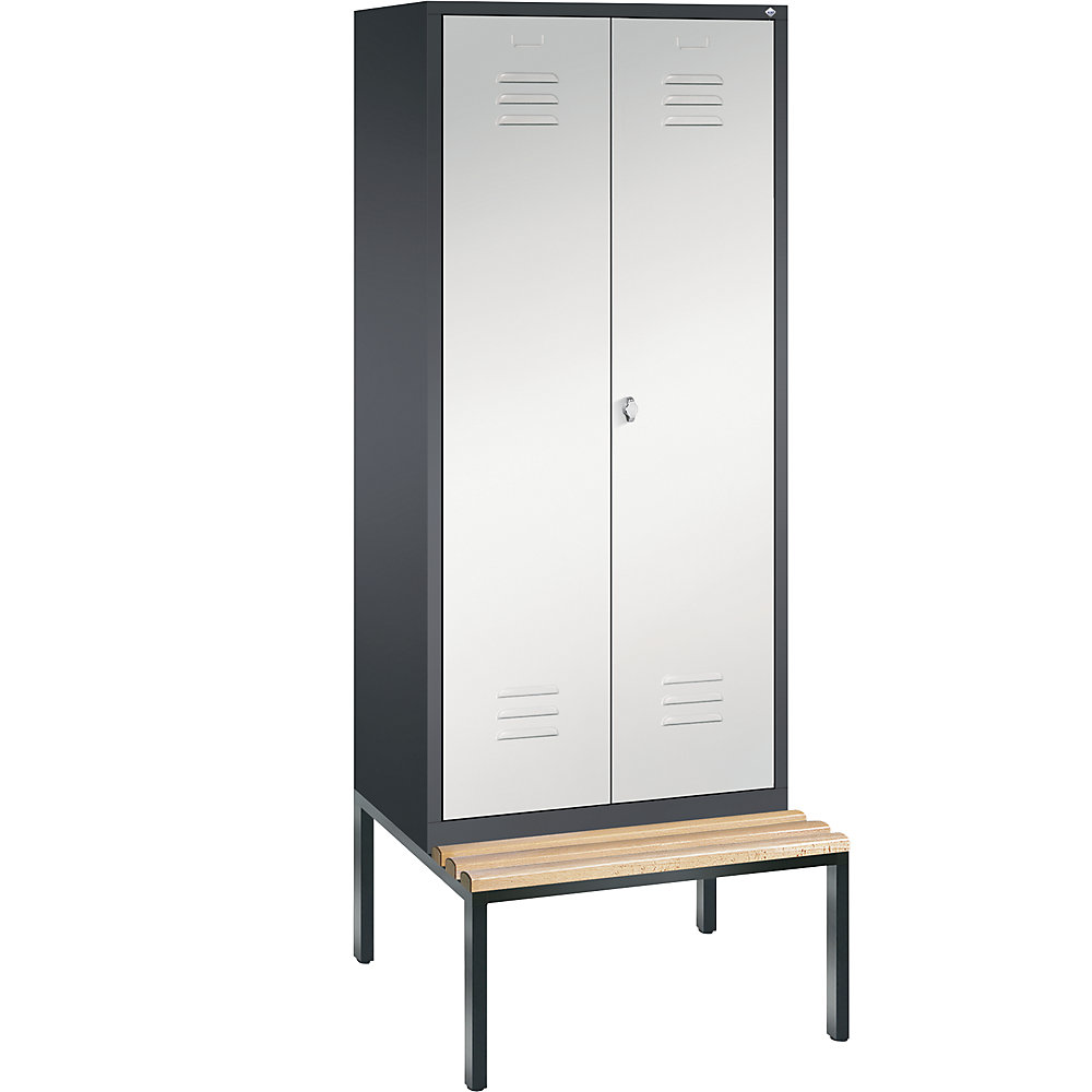 Penderie CLASSIC avec banc inférieur et portes fermant l'une contre l'autre