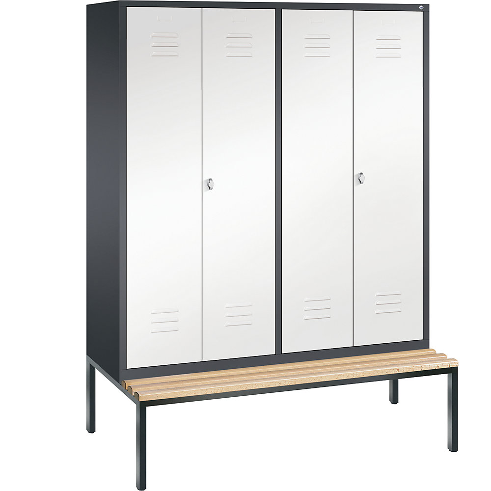 Penderie CLASSIC avec banc inférieur et portes fermant l'une contre l'autre