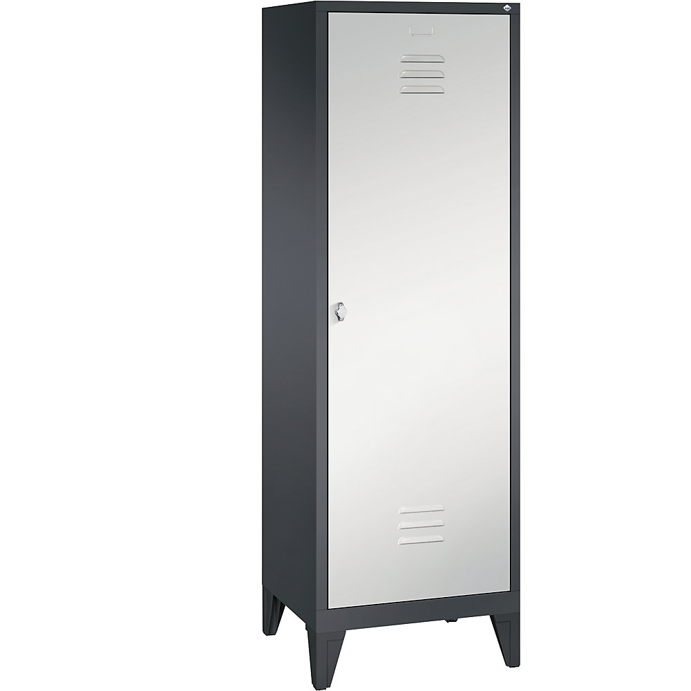 Penderie sur pieds CLASSIC, porte au-dessus de 2 compartiments