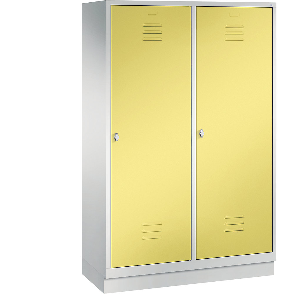 Penderie sur socle CLASSIC, porte au-dessus de 2 compartiments