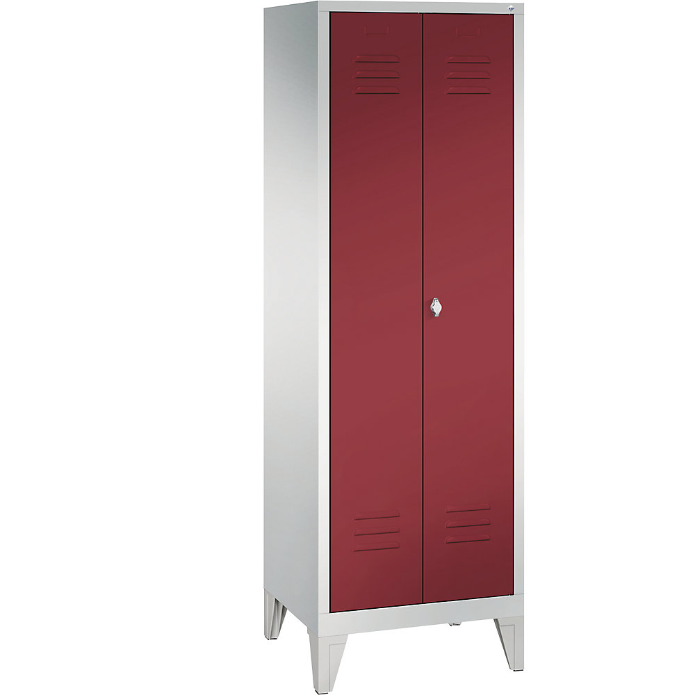 Armoire de rangement sur pieds CLASSIC avec portes fermant l'une contre l'autre