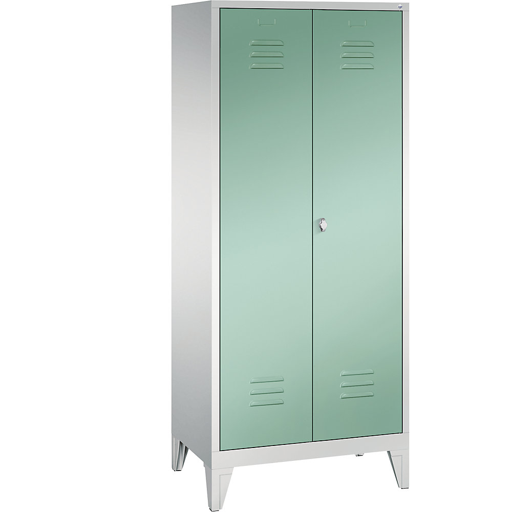 Armoire de rangement sur pieds CLASSIC avec portes fermant l'une contre l'autre