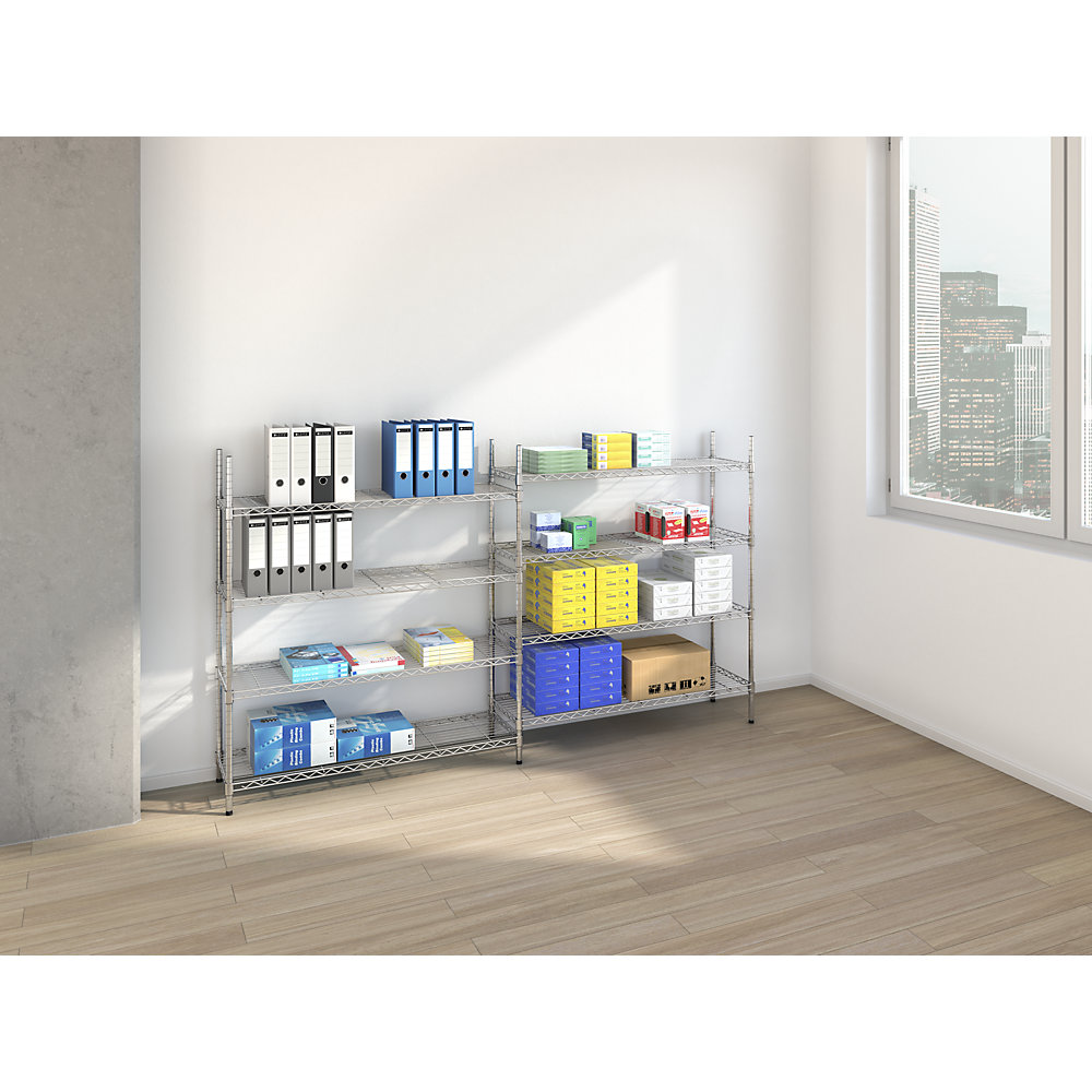 Kaiserkraft Steel Wire Mesh Shelf Chrome 1220x360x1880mm 2