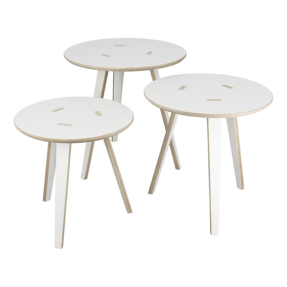 Beistelltisch RUND, Birke Multiplex, weiß beschichtet, HxØ 500 x 500 mm Tojo 2