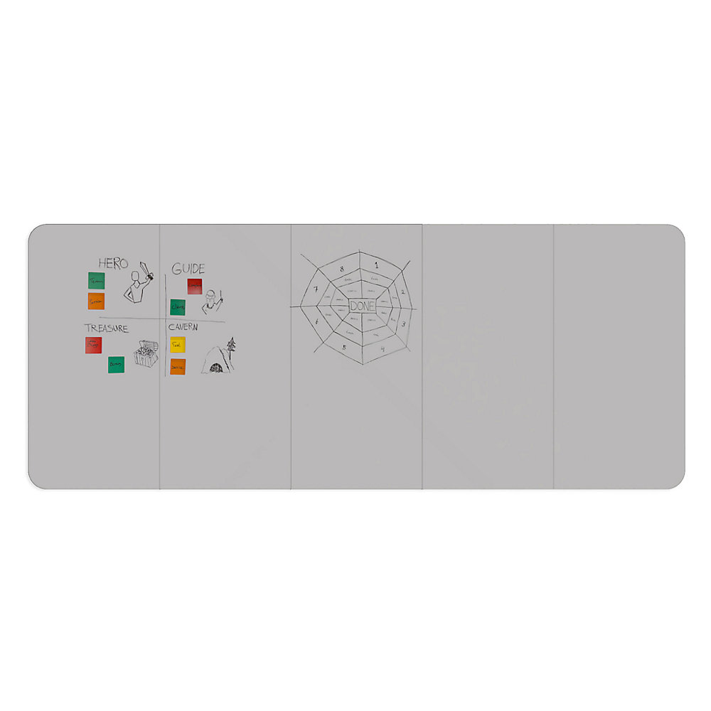 Chameleon Lavagna bianca elegante XXL VisuWall, alt. x largh. 1980 x 4900 mm, grigio