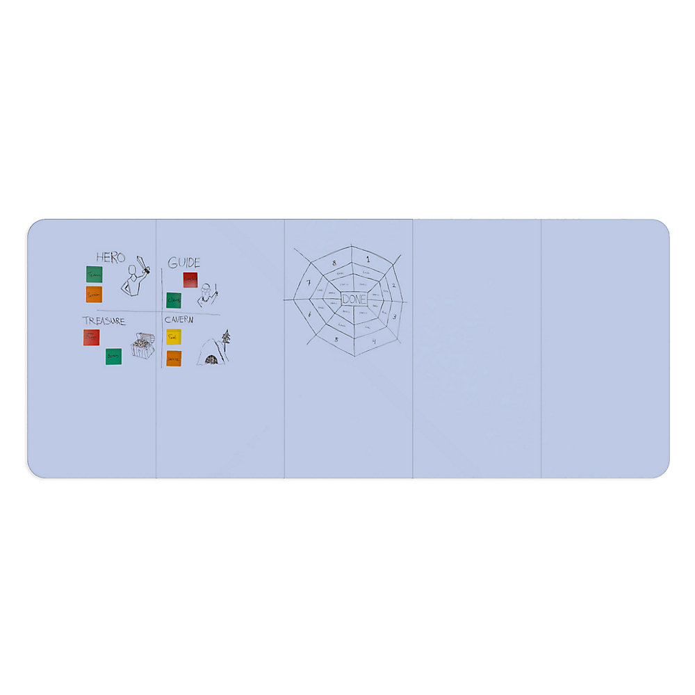 Chameleon Lavagna bianca elegante XXL VisuWall, alt. x largh. 1980 x 4900 mm, blu