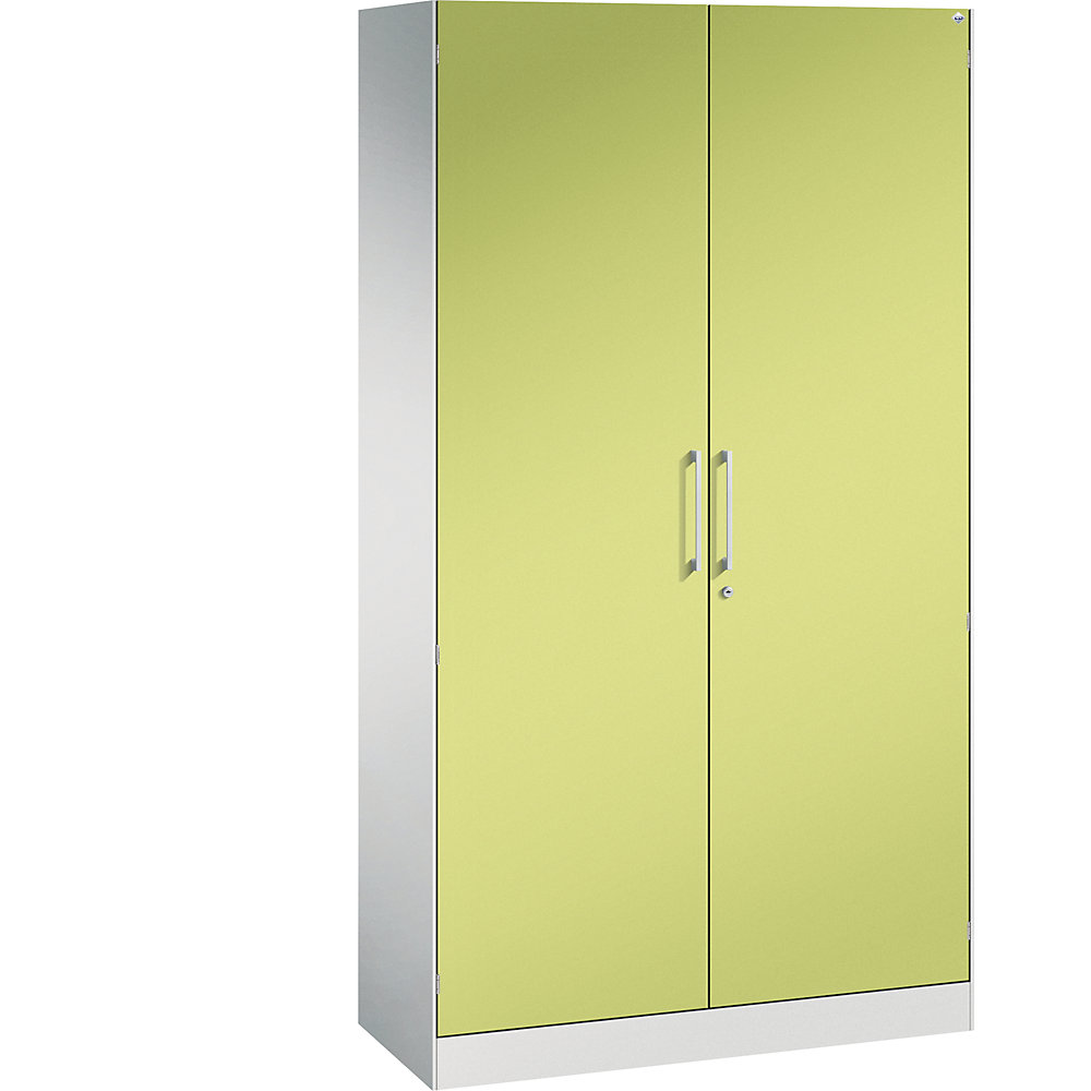 Flügeltürenschrank ASISTO, Höhe 1980 mm, Breite 1000 mm, 4 Fachböden, lichtgrau/viridingrün C+P 2