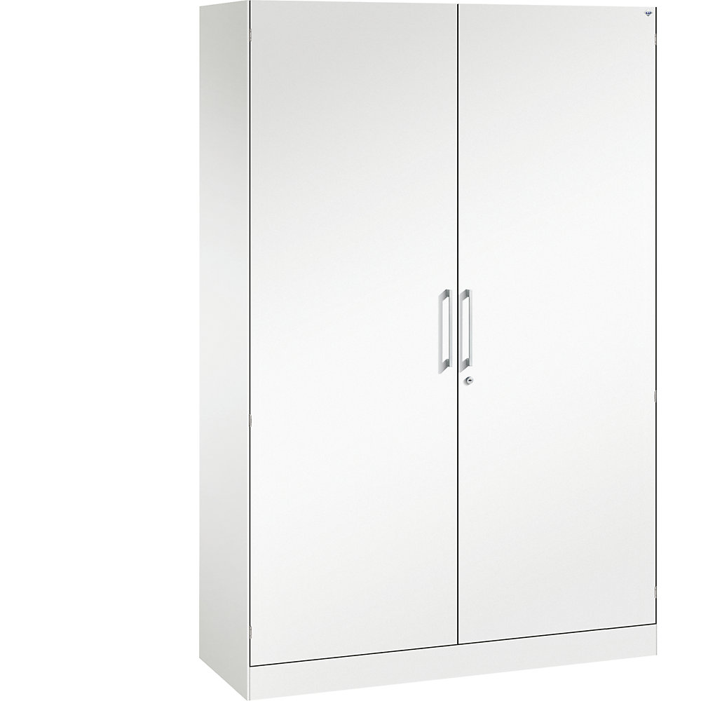 Flügeltürenschrank ASISTO, Höhe 1980 mm, Breite 1200 mm, 4 Fachböden, verkehrsweiß/verkehrsweiß C+P 2
