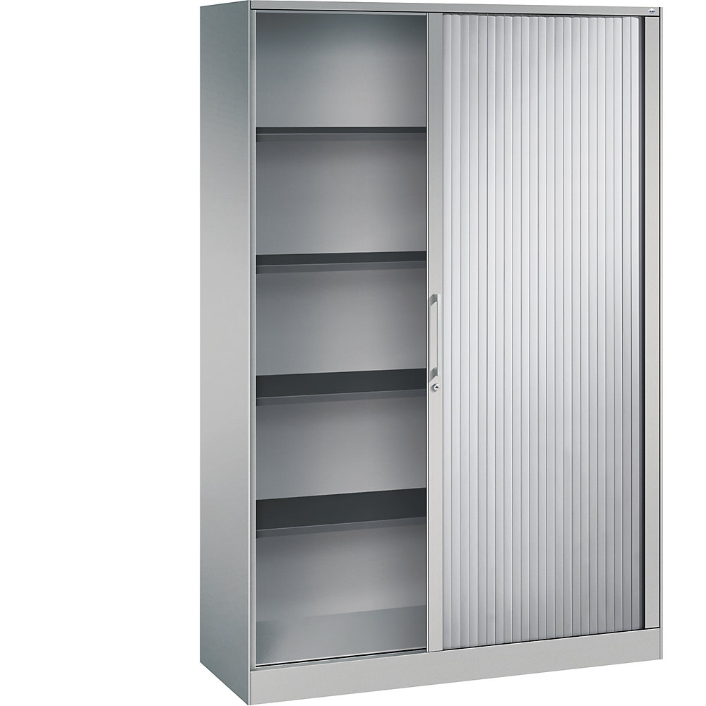 C+P Roldeurkast ASISTO, hoogte 1980 mm, breedte 1200 mm, blank aluminiumkleurig/blank aluminiumkleurig