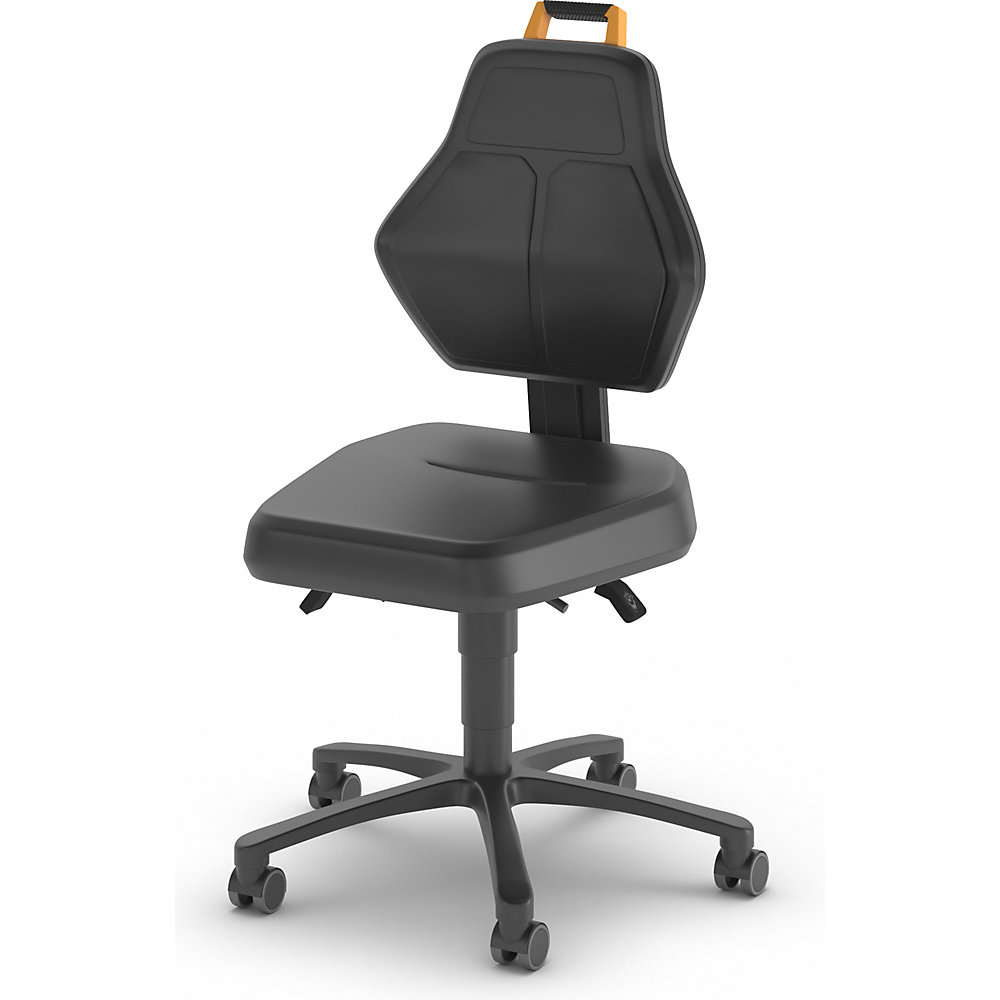 Arbeitsdrehstuhl, schwarz, mit Rollen, PU-Schaumpolster eurokraft pro 2