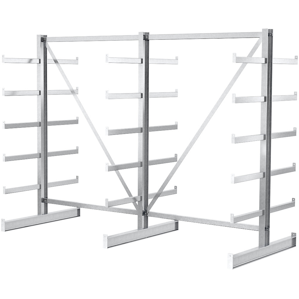 Rayonnage pour charges longues à bras supports de longueur identique