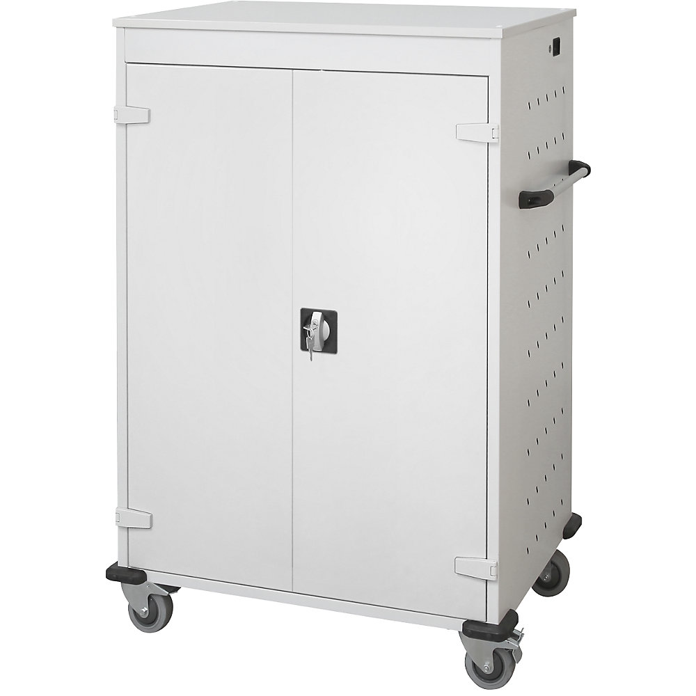 Chariot de chargement pour ordinateurs portables, avec 20 casiers, gris clair / gris clair