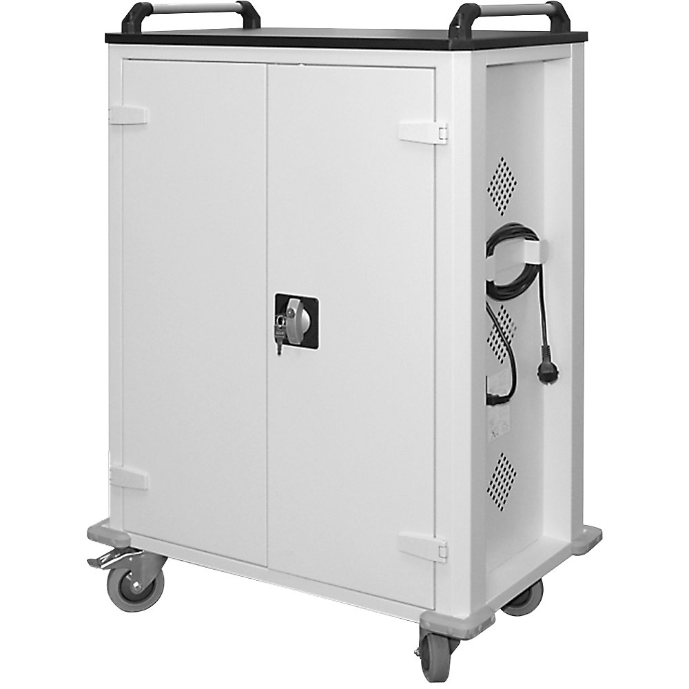 Chariot de chargement pour tablettes tactiles, pour max. 32 tablettes tactiles, gris clair / gris clair