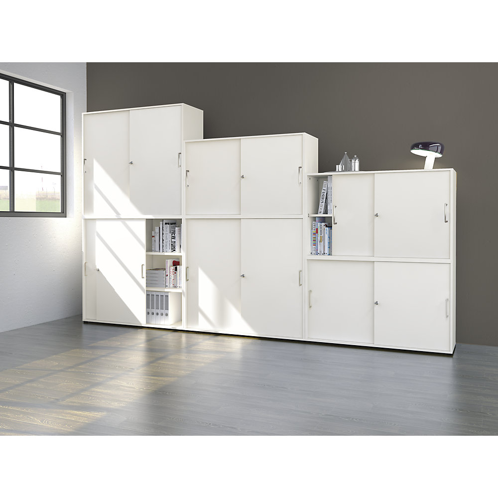 kaiserkraft VERA-ZWO - Schiebetürenschrank, HxBxT 1100 x 1200 x 400 mm, 3 Ordnerhöhen, Ahorn-Dekor 2