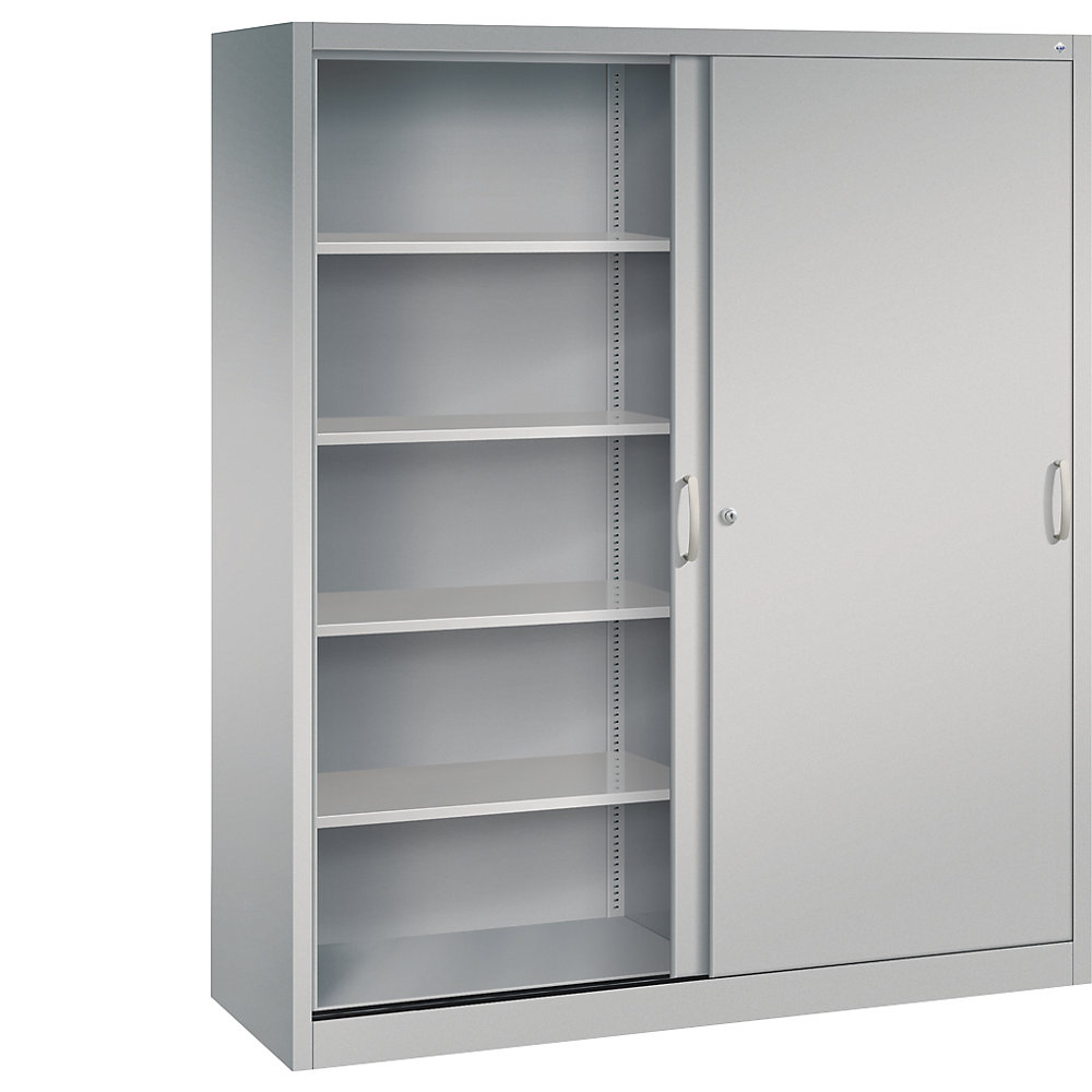 ACURADO Schiebetürenschrank, 8 Fachböden, HxBxT 1950 x 1600 x 500 mm, weißalu C+P 2
