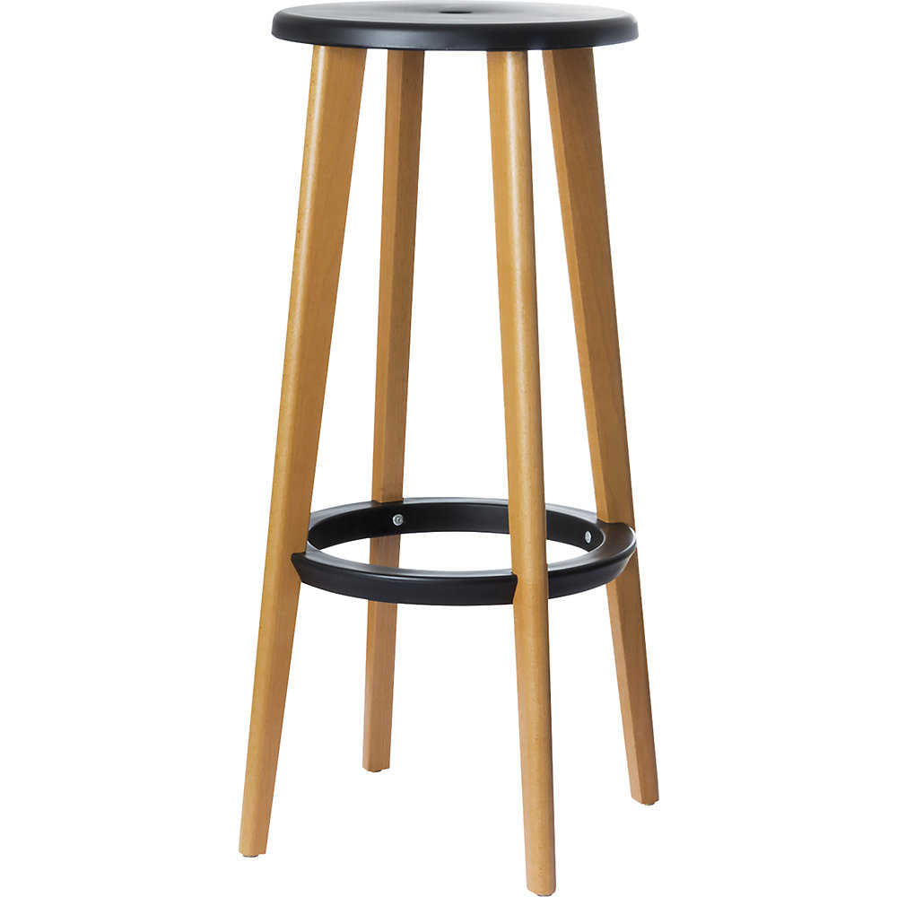 Photos - Chair with wooden legs, pack of 2, with wooden legs, pack of 2, black