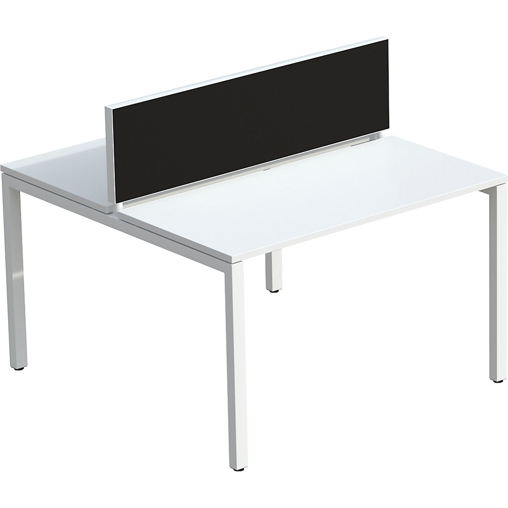 Tischtrennwand für Teamschreibtische, Breite 1600 mm, Bezug schwarz EasyDesk 2
