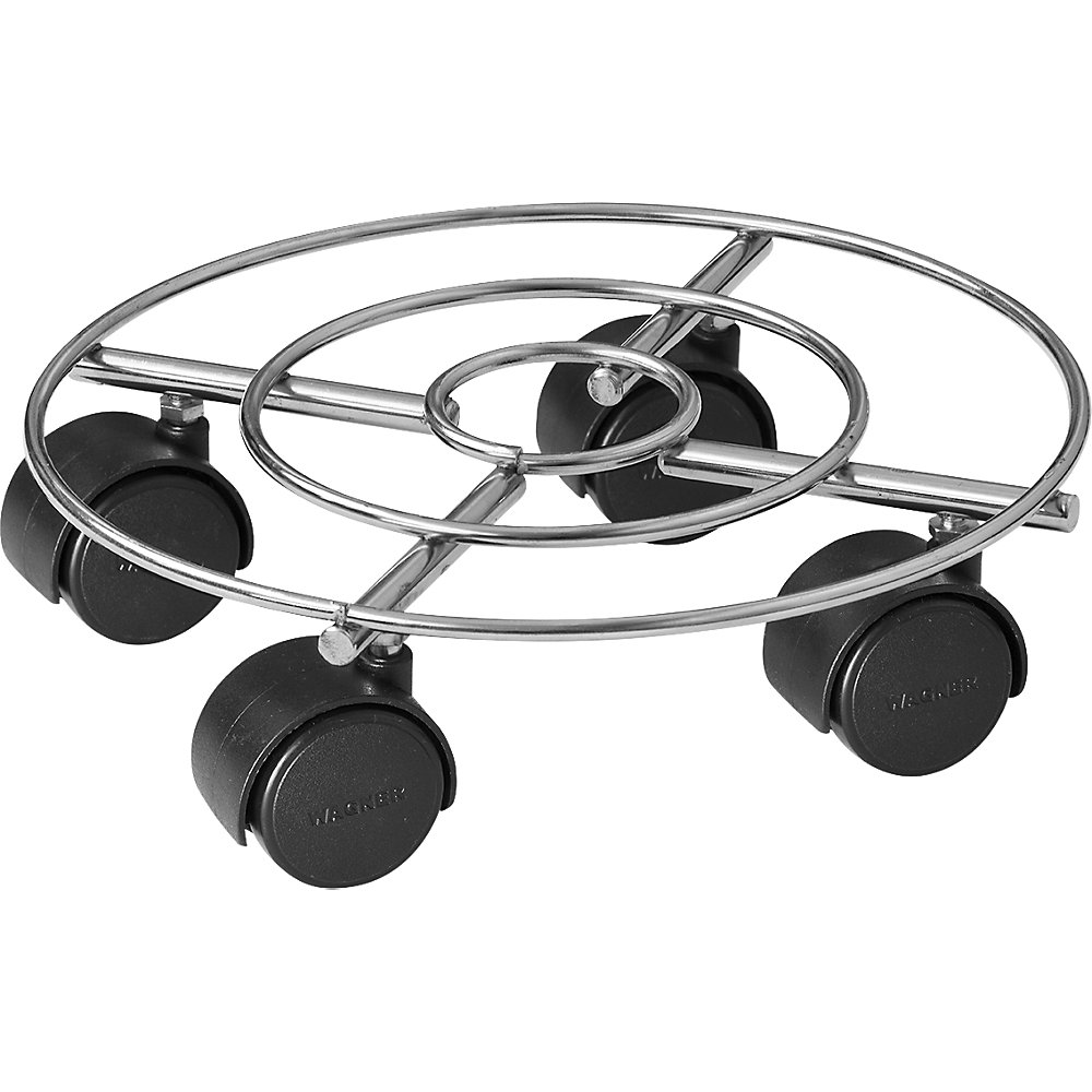 Plateau roulant pour plante en acier chromé