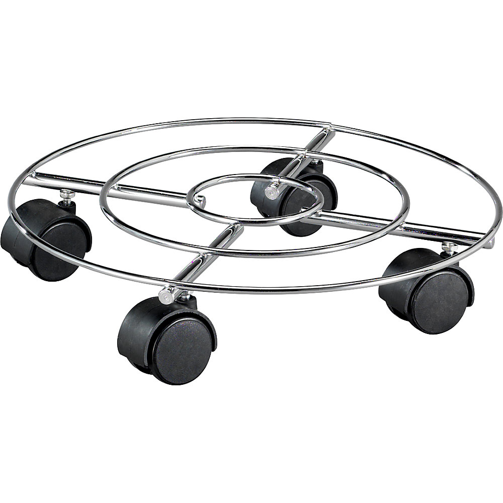 Plateau roulant pour plante en acier chromé