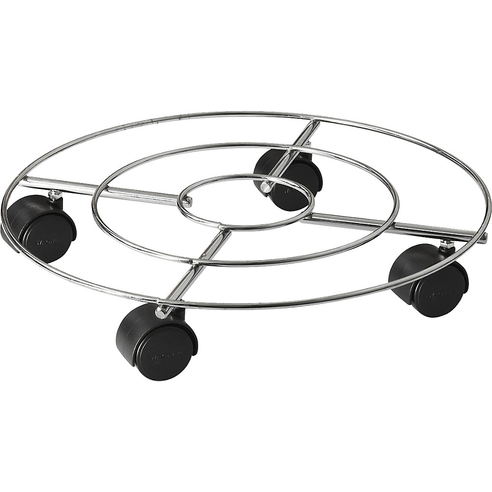 Plateau roulant pour plante en acier chromé