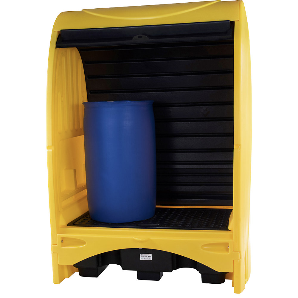 kaiserkraft PE-Gefahrstoffdepot mit Jalousie, für 2 x 200-l-Fässer, Auffangvolumen 236 l, HxBxT 2110 x 1565 x 995 mm, ab 3 Stk 2