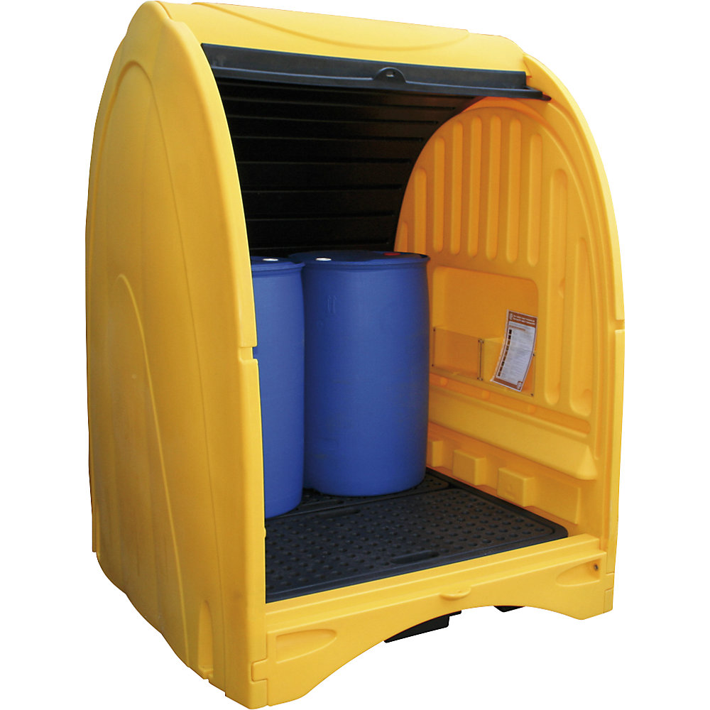 kaiserkraft PE-Gefahrstoffdepot mit Jalousie, für 4 x 200-l-Fässer, Auffangvolumen 242 l, HxBxT 2110 x 1565 x 1620 mm, ab 2 Stk 2