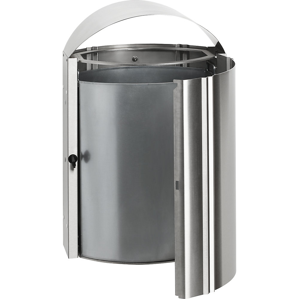 Edelstahl-Abfallsammler, Außenbereich, Volumen 50 l, HxBxT 970 x 480 x 350 mm, Wandmontage VAR 2