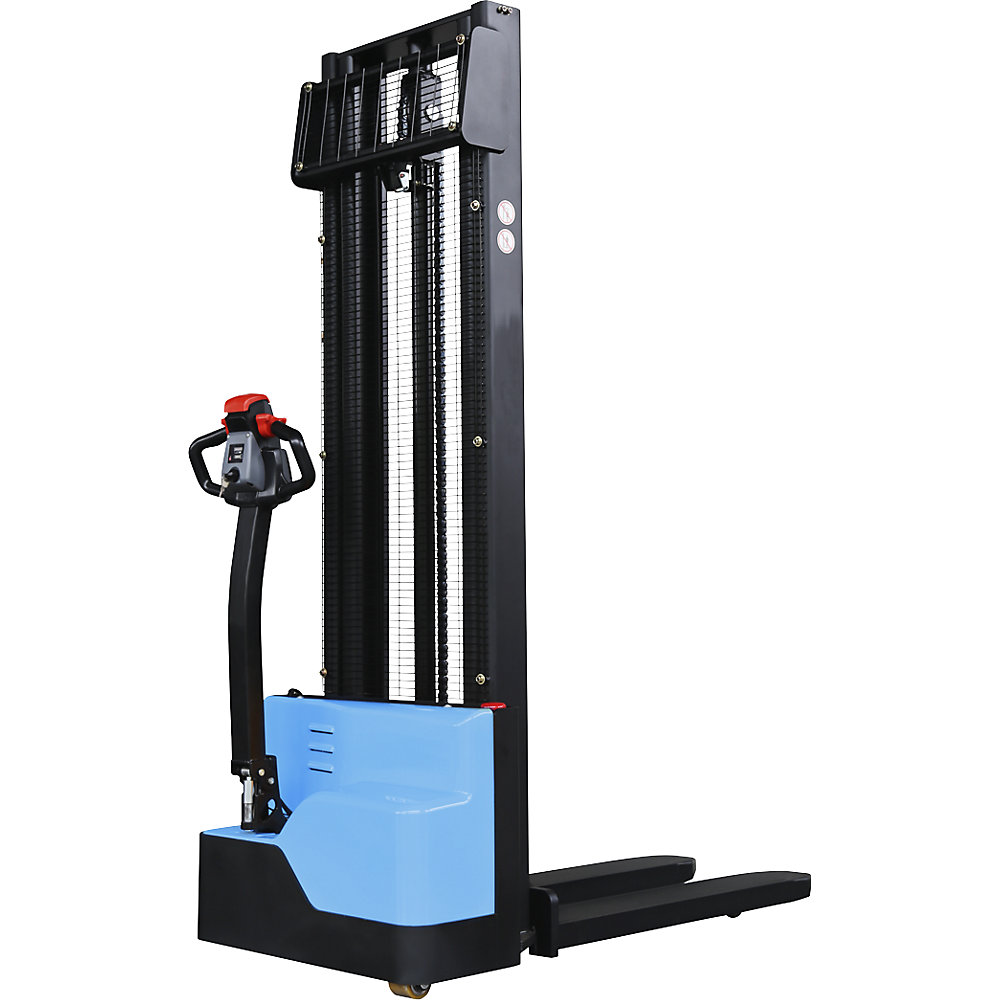 Gerbeur électrique à timon, hauteur de levée 3300 mm, force 1000 kg, dimensions fourches 1150 x 570 mm