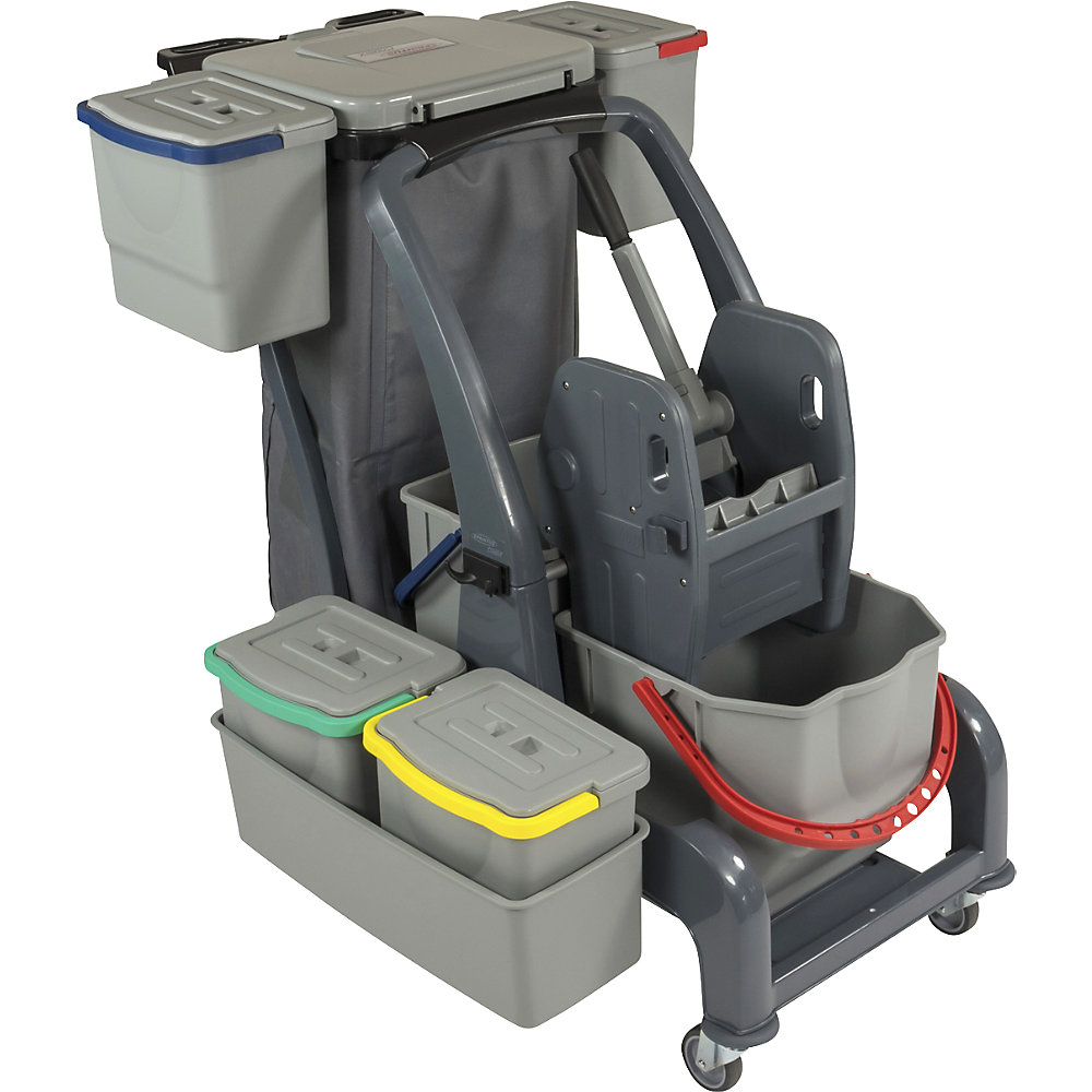 CombiX PRO cleaning trolley, 1 x 18 l bucket, 1 x 25 l bucket, with mop wringer
