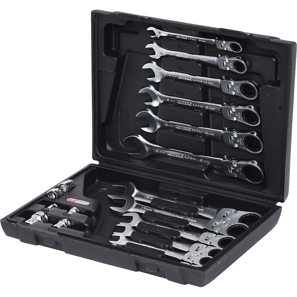 KS Tools Set di chiavi poligonali a due bocche CHROMEplus, metriche, in valigetta, per inserti, 18 pezzi