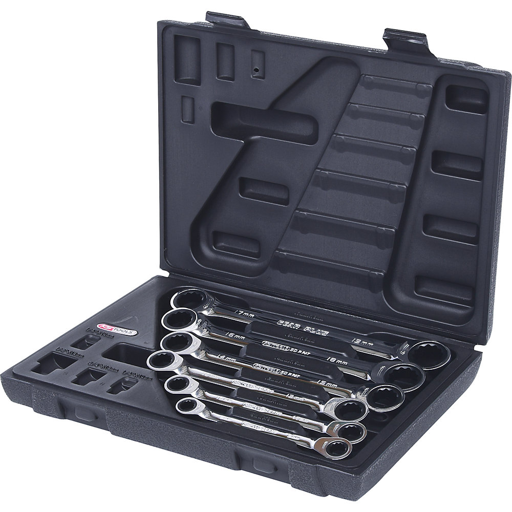 KS Tools Set di chiavi a cricco doppie poligonali GEARplus, valigetta, 6 pezzi