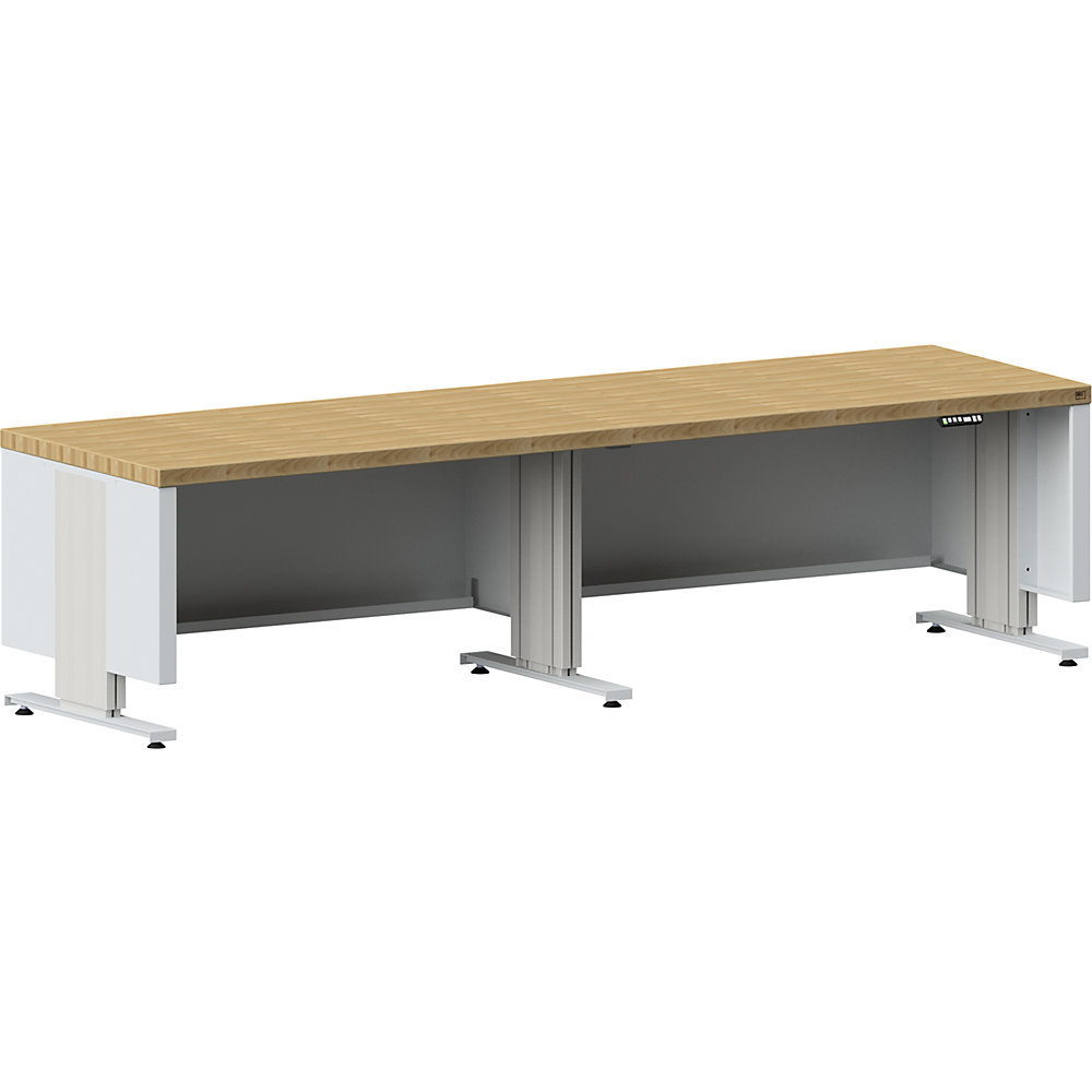 ANKE Electric Height-Adjustable Workbench Beech Wood Top 2800mm 2