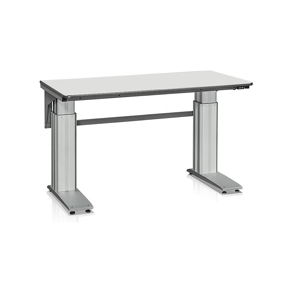 kaiserkraft Elektrisch höhenverstellbarer Arbeitstisch, Tragfähigkeit 500 kg, LxB 1600 x 800 mm, Laminat grau 2