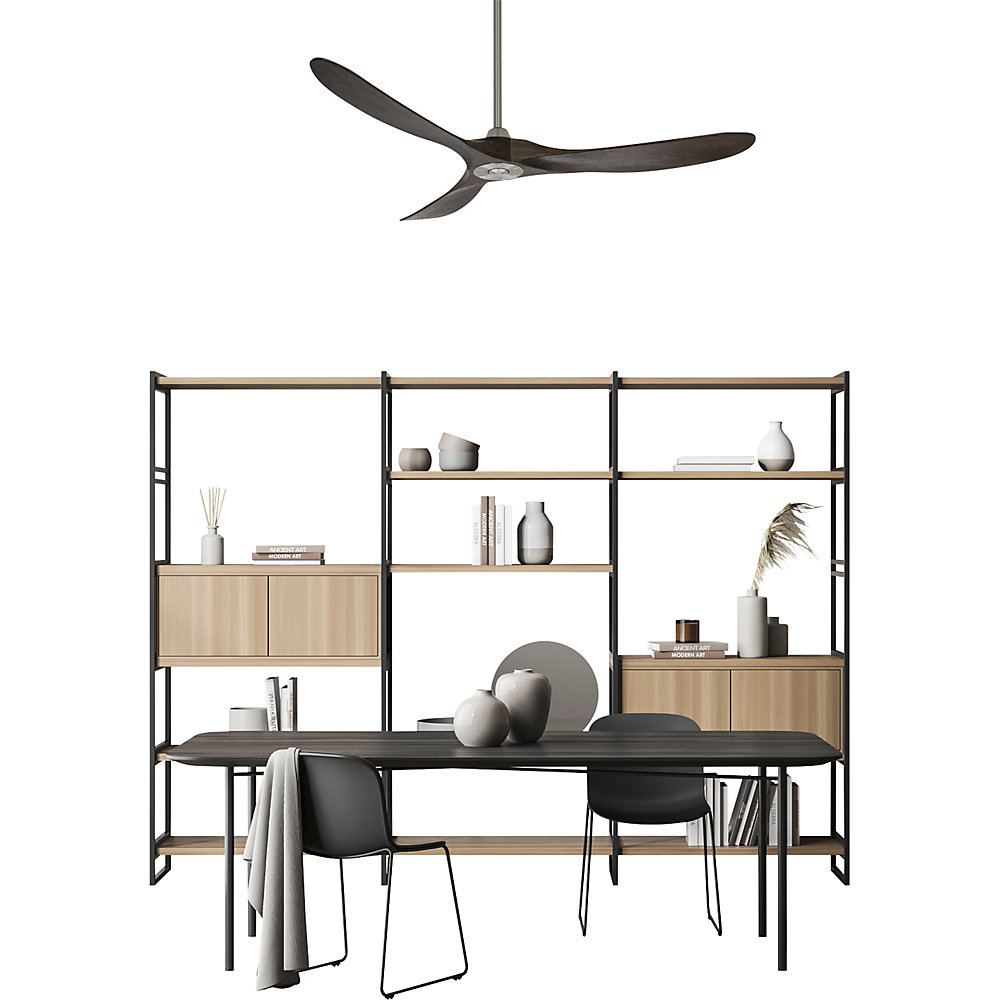 kaiserkraft Deckenventilator ECO GENUINO, Rotorblatt-Ø 1520 mm, nuss / Chrom 2