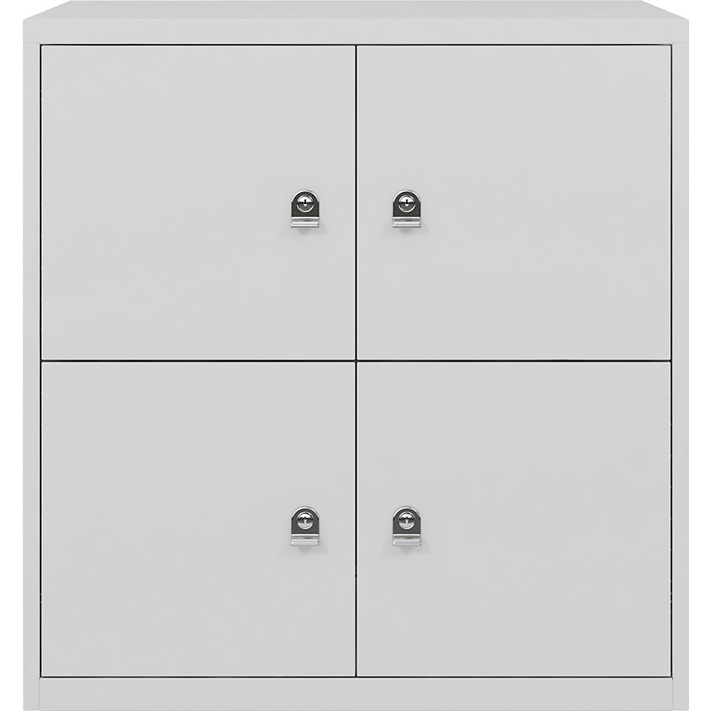 BISLEY LateralFile™ lodge, with 4 lockable compartments, height 375 mm each, light grey