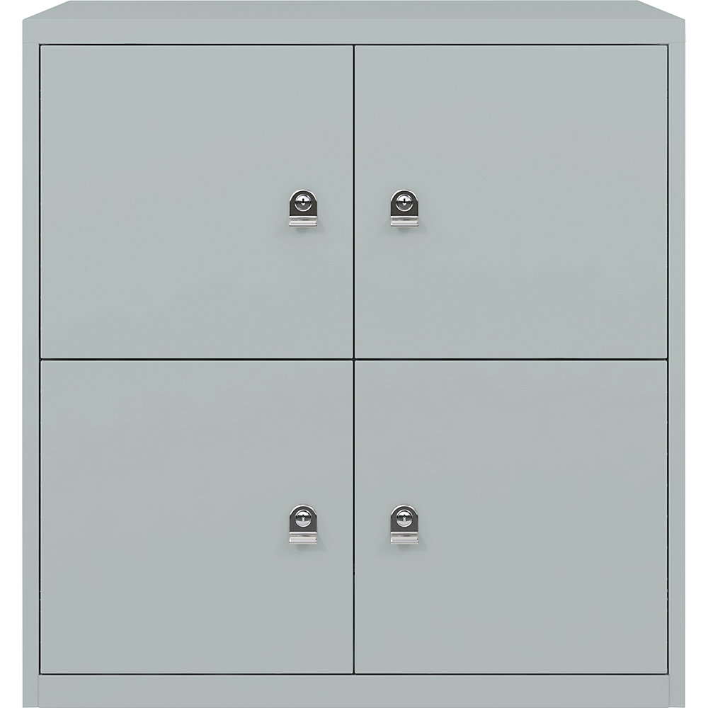 BISLEY LateralFile™ lodge, with 4 lockable compartments, height 375 mm each, silver