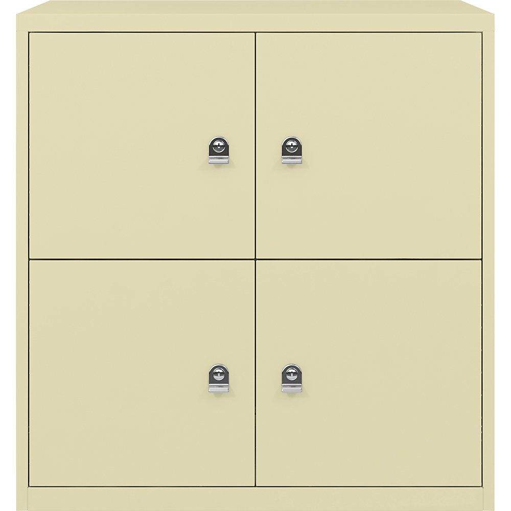 BISLEY LateralFile™ lodge, with 4 lockable compartments, height 375 mm each, cream