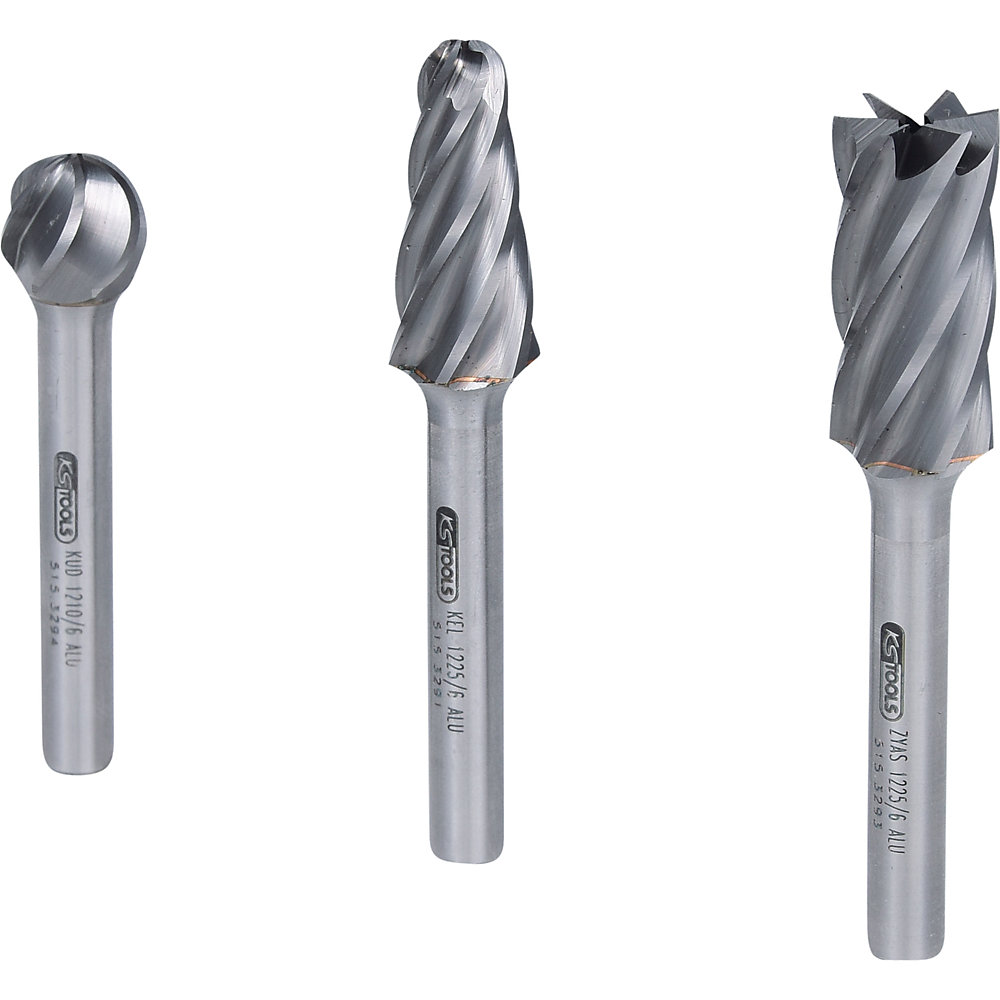 KS Tools Set di frese, 3 pezzi, metallo duro, argento