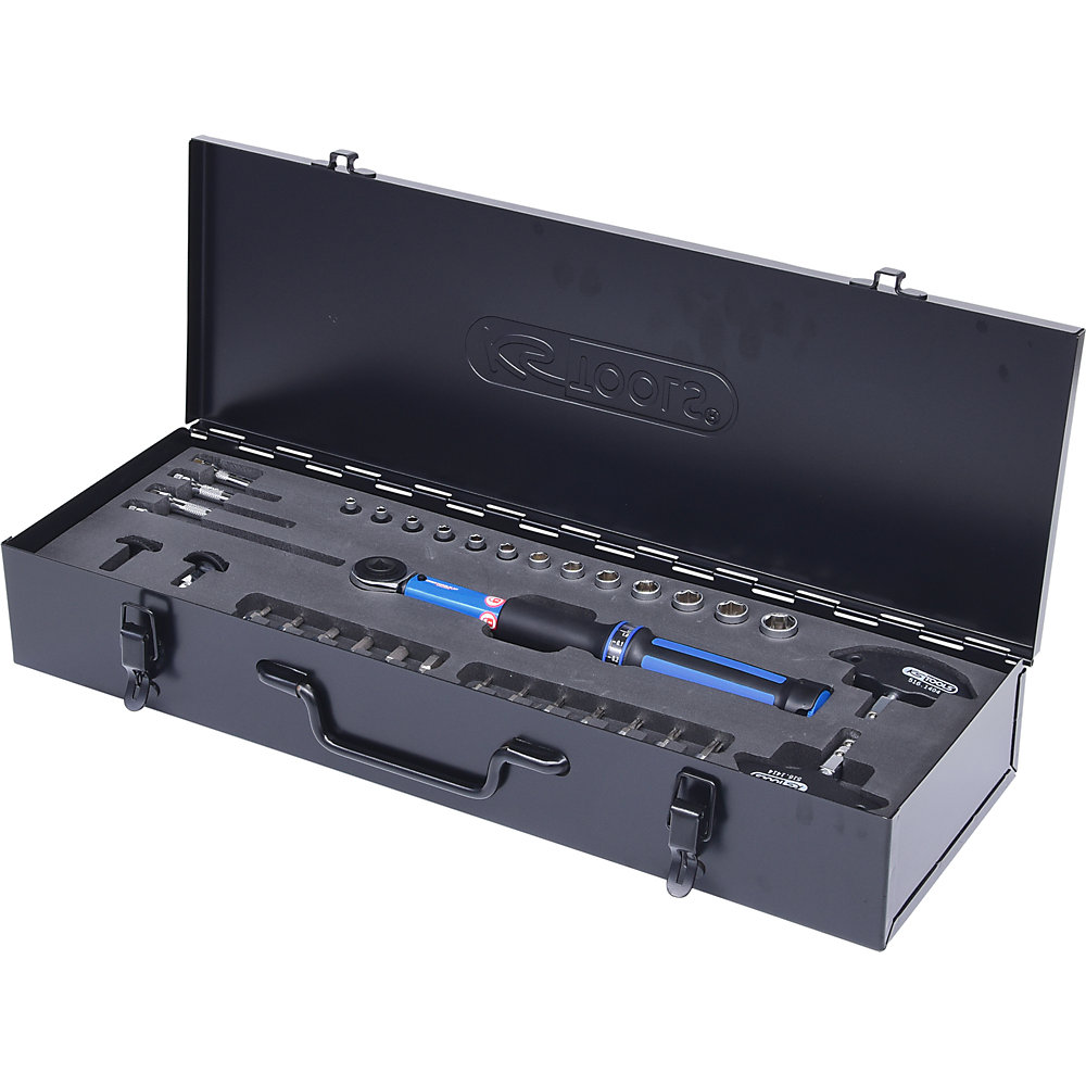 KS Tools Set di utensili con chiave dinamometrica con testa a cricco reversibile ERGOTORQUE®precision, 1/4'', 32 pezzi, 5 - 25 Nm