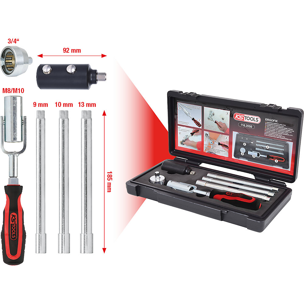 KS Tools Coffret de clés de montage éviers, 6 éléments, alliage super-fin chrome-vanadium-acier