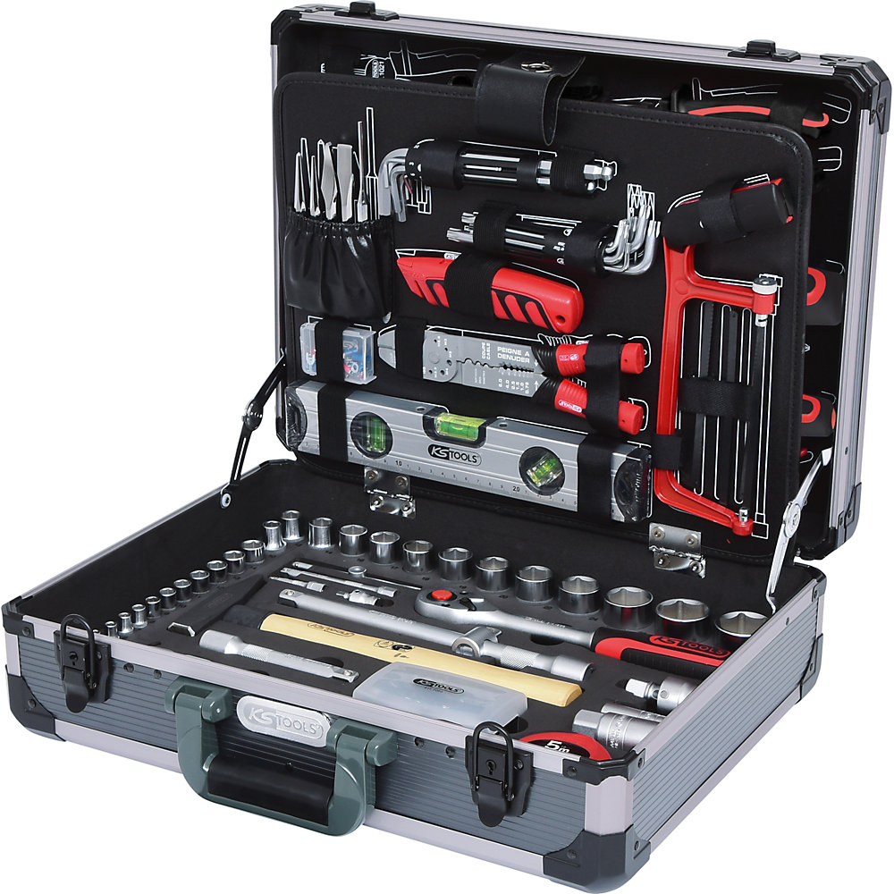 KS Tools Kit d'outils 1/4'' + 1/2'', 127 éléments, traction latérale