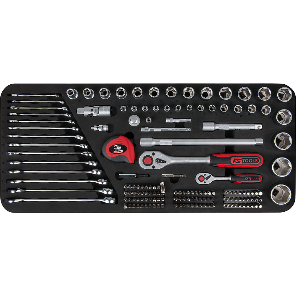 KS Tools Set di chiavi inglesi combinate e a bussola TOOLBOX, 154 pezzi, larghezza 620 mm