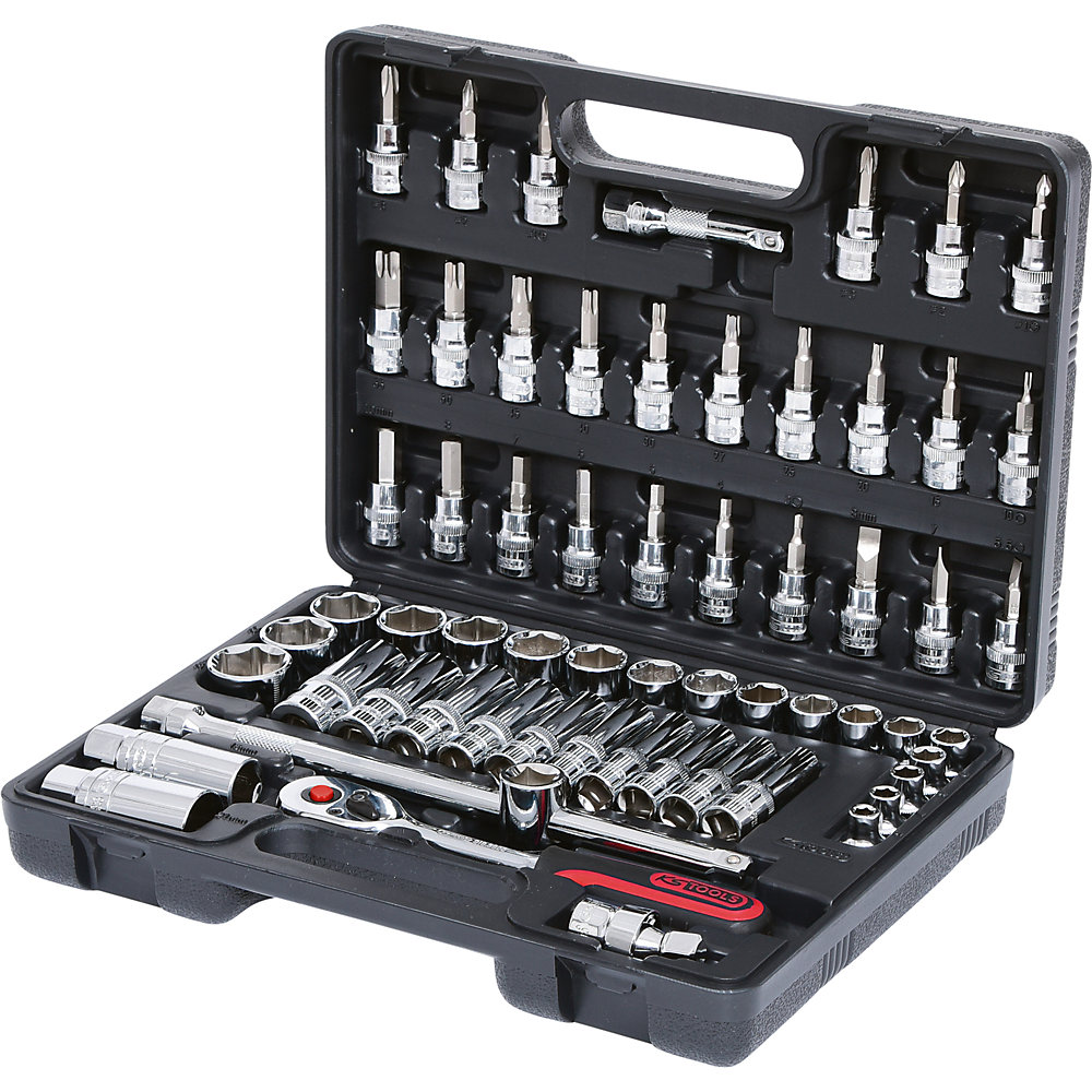 KS Tools Jeu de clés à douilles 3/8'' CHROMEplus, 61 éléments, FlankTraction