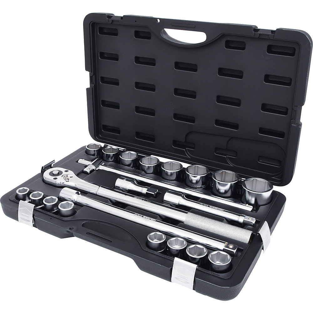 KS Tools Jeu de clés à douille 1/4'', 21 pièces, FlankTraction, chromé mat satiné