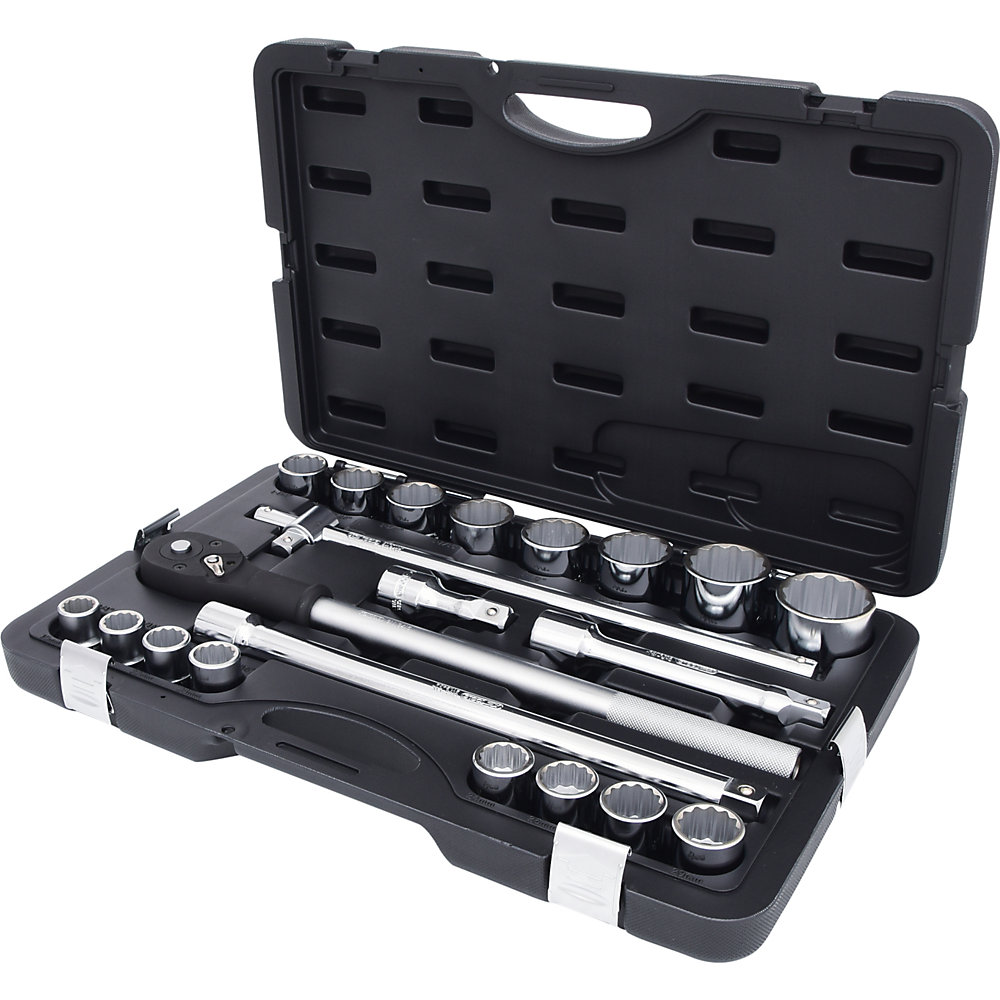 KS Tools Jeu de clés à douille 1/4'', 21 parties, 12 pans externes, chromé mat satiné