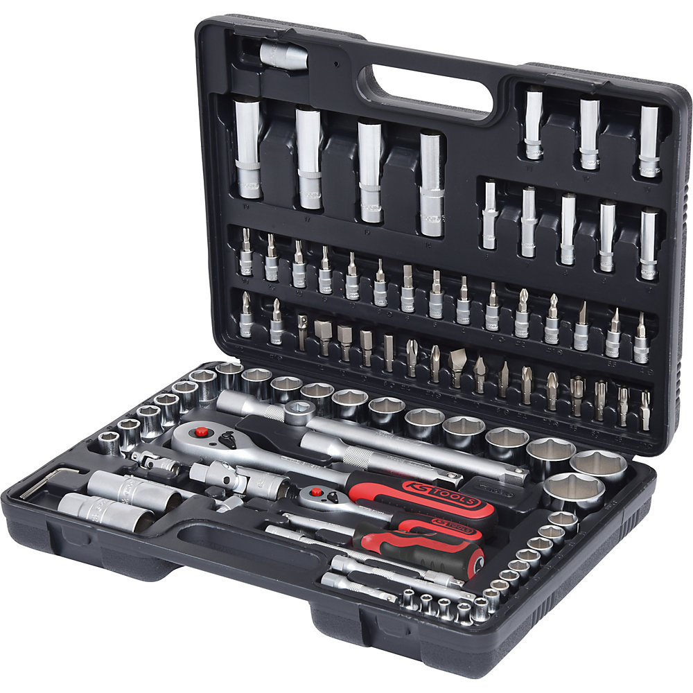 KS Tools Jeu de clés à douilles 1/4'' + 1/2'', 94 éléments, commutable