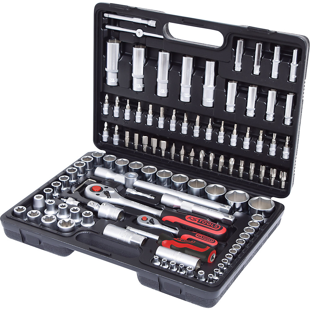 KS Tools Jeu de clés à douilles 1/4'' + 1/2'', 108 éléments, commutable