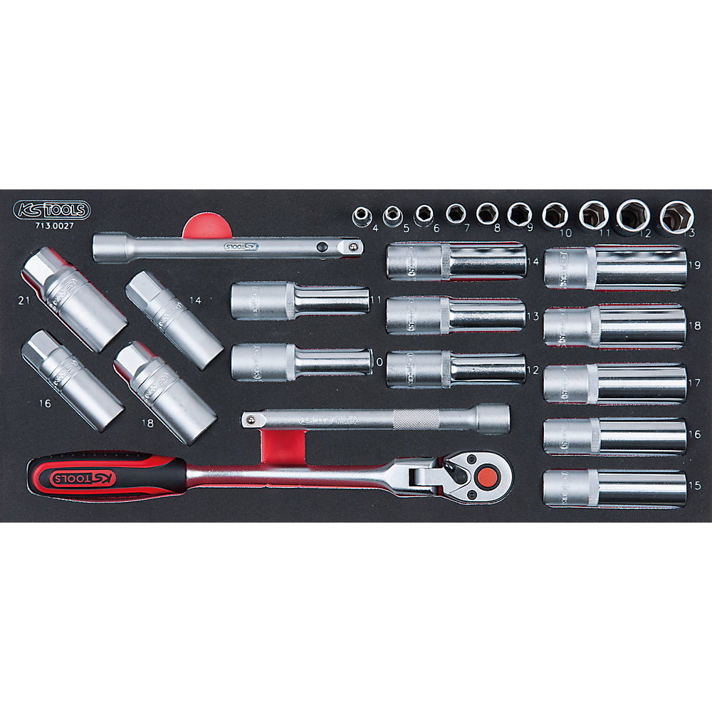 KS Tools Set di chiavi per candele SCS da 1/4'' - 1/2'', 27 pezzi, misura inserimento modulo 1/3
